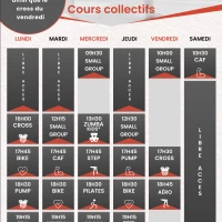 Planning cours collectifs de la salle de sport Fitness Morteau 25500.